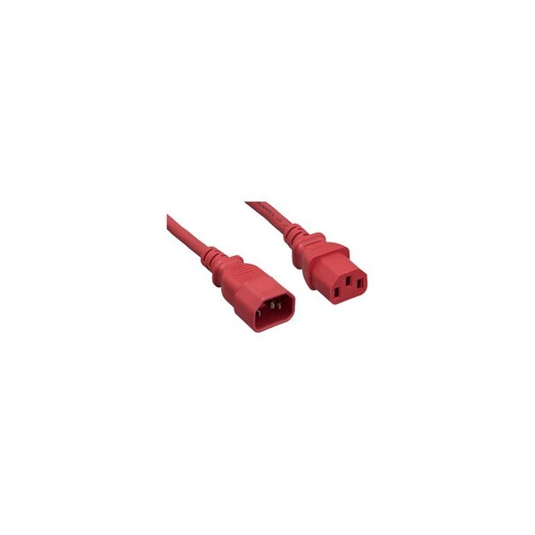 Cable Wholesale Computer / Monitor Power Extension Cord, red, C13 to C14, 10 Amp, 2 foot 10W1-02202RD - main